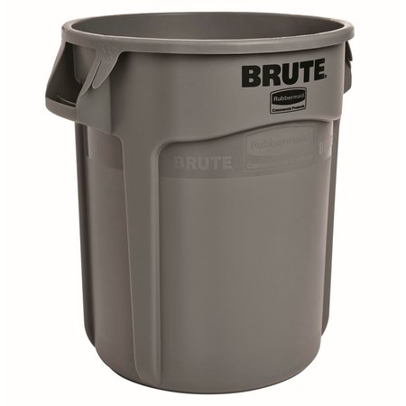 RUBBERMAID COMMERCIAL Round Utility Trash Can, Gray, Plastic FG261000GRAY
